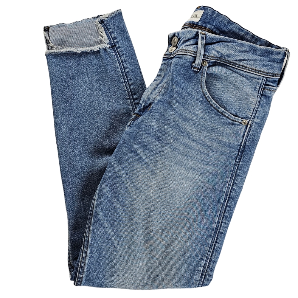 Hudson Cat Distressed Midrise Step Hem Skinny Jeans Women's Size 30